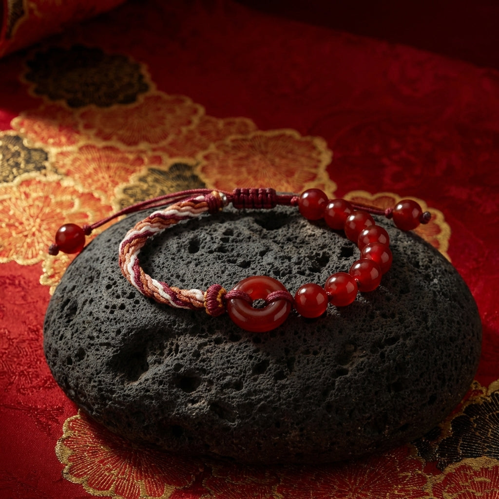 Dunhuang Red Agate Peace Knot String