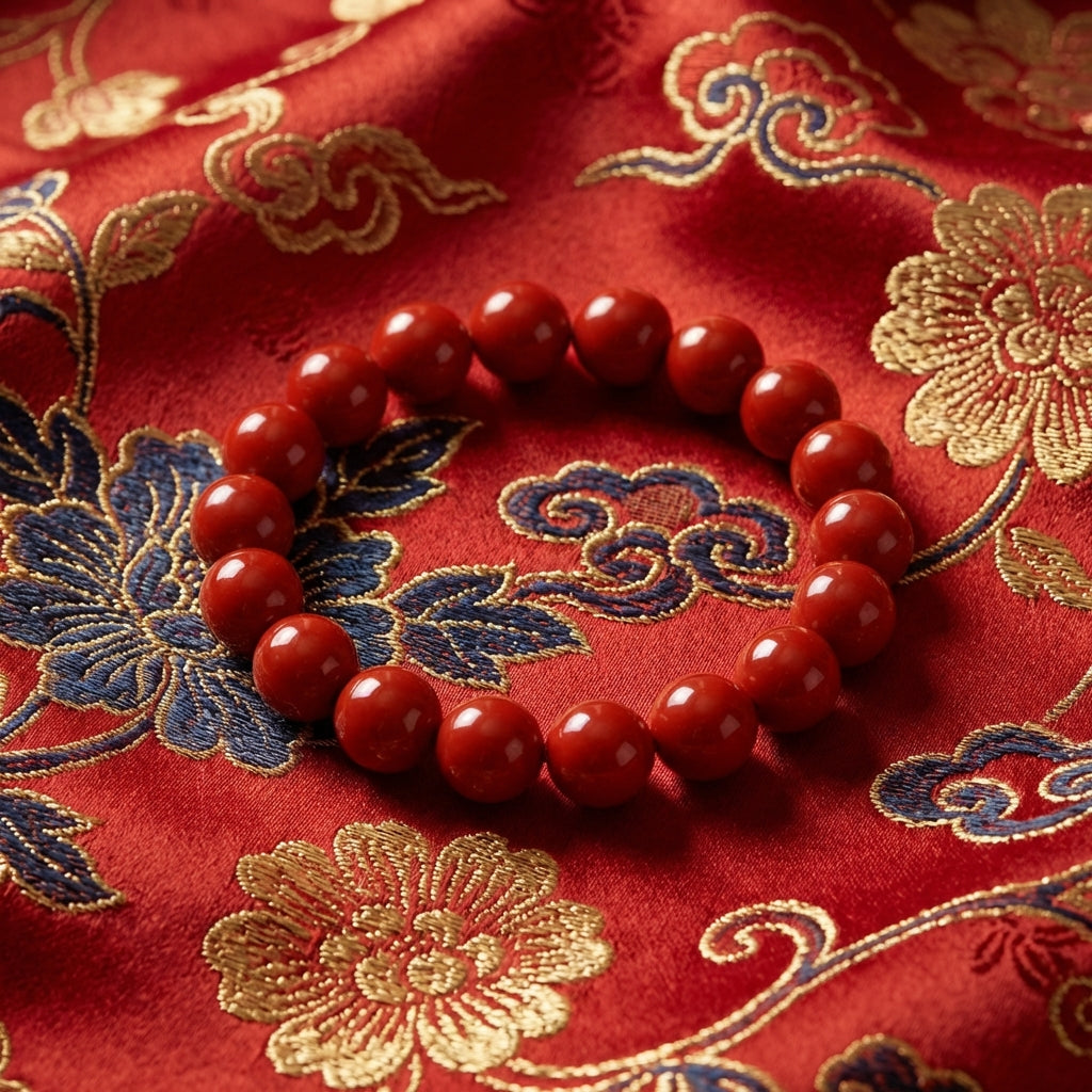 Imperial Cinnabar Round Bead Bracelet
