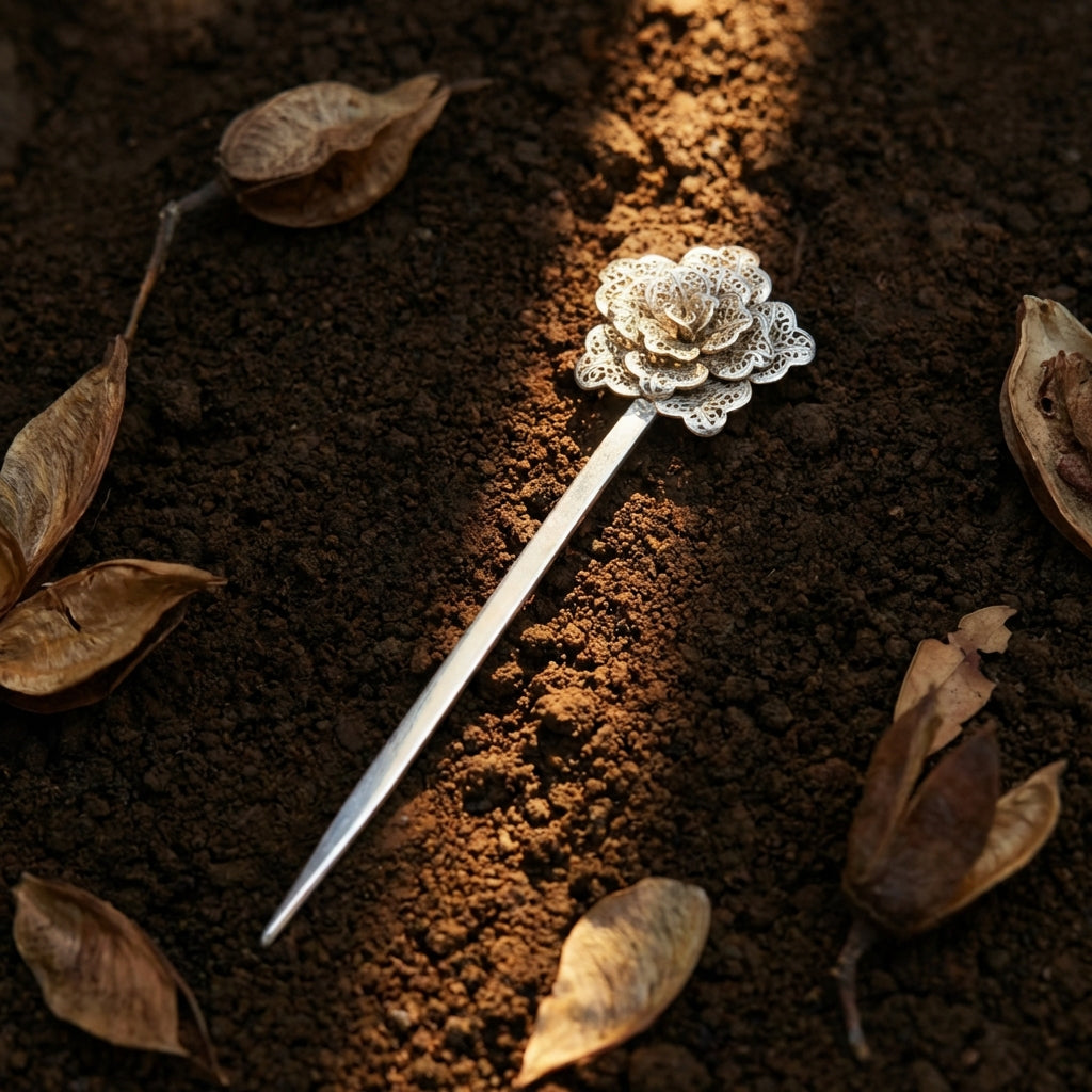 Silver Hairpin Tea Knife - Lotus Pod (Abundance) | Miao Artifact