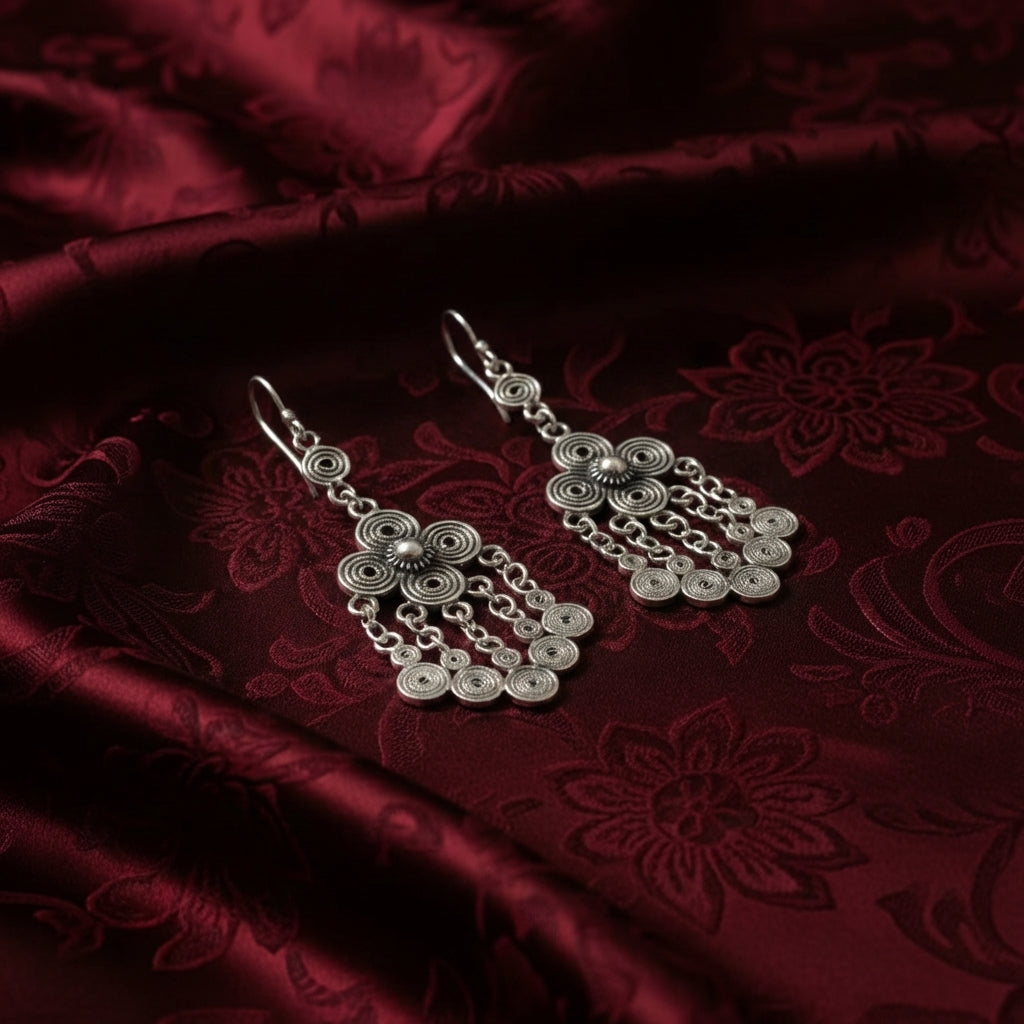 Miao Silver Earrings  | Ethnic Heritage