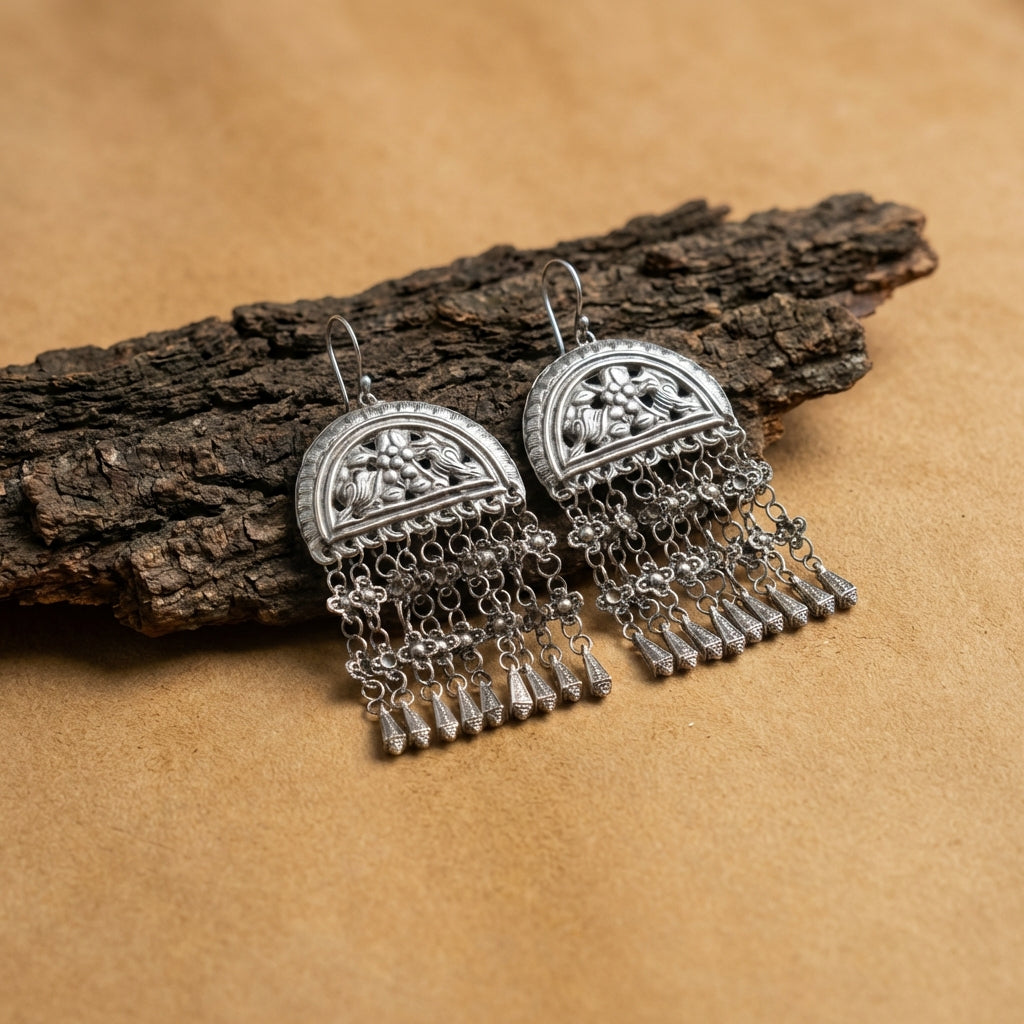 Miao Silver Earrings | Ethnic Jewelry