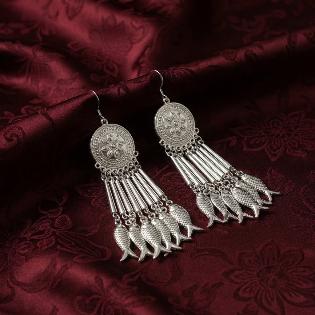 Miao Silver Earrings | Ethnic Heritage