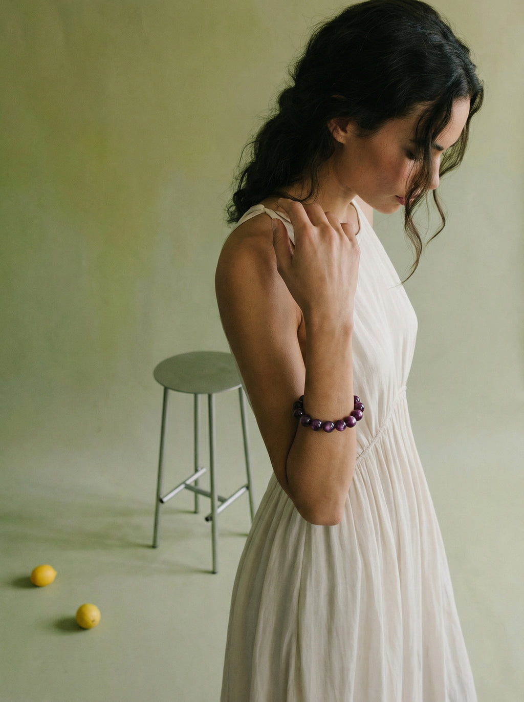 Natural Purple Lepidolite Cat's Eye Bracelet