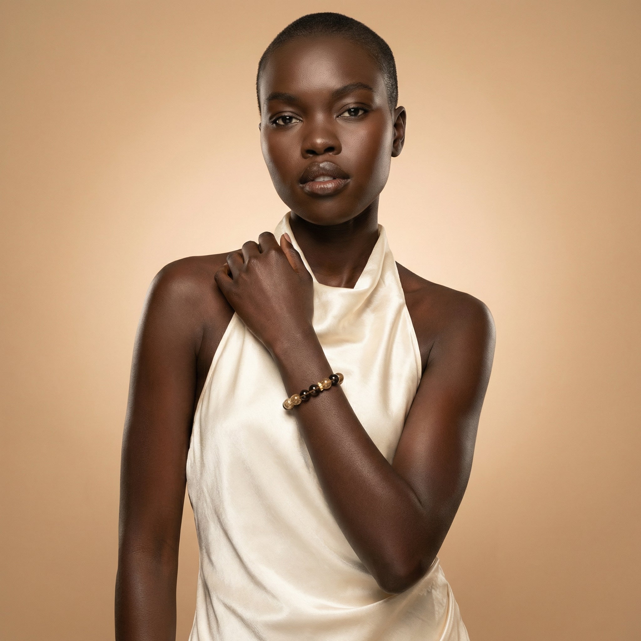 Black Gold Super Seven & Smoky Quartz Bracelet