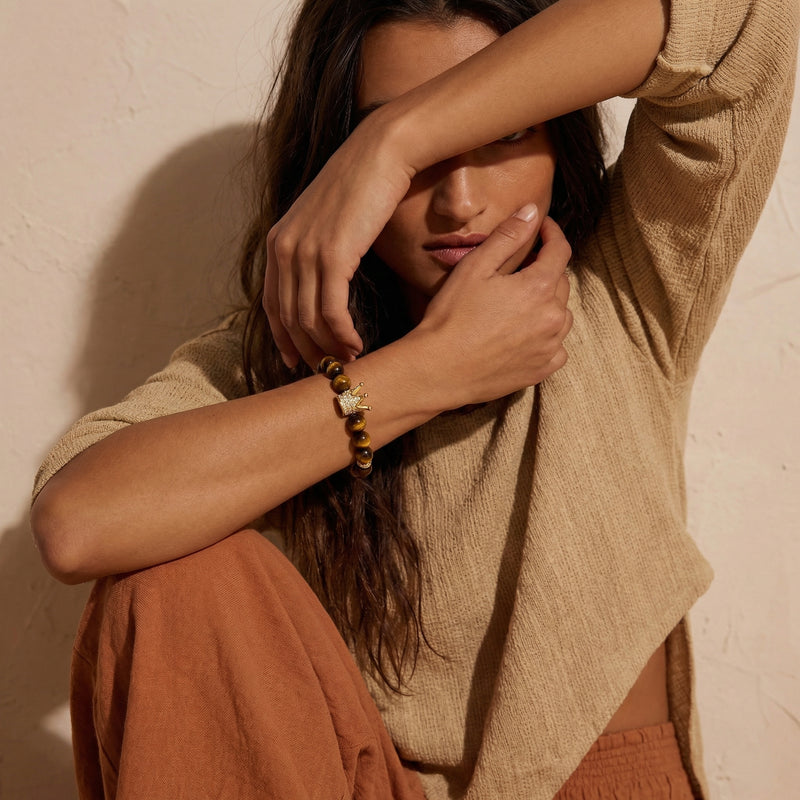 Yellow Tiger's Eye & Smoky Quartz Bracelet
