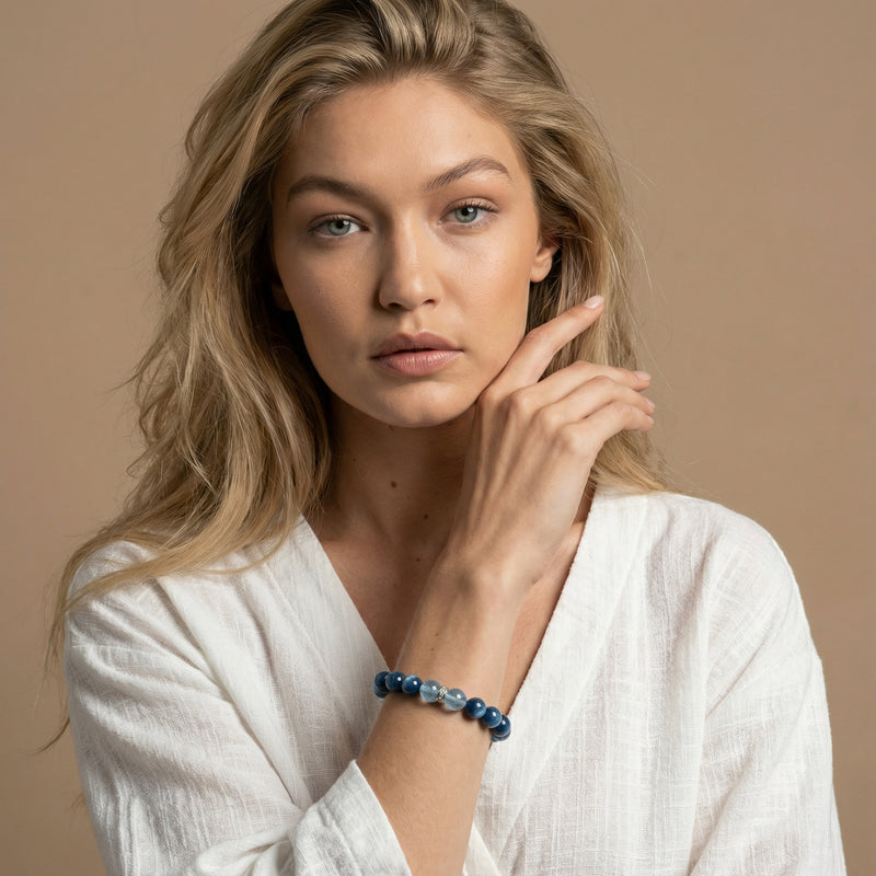 Blue Kyanite & Aquamarine Cat's Eye Bracelet