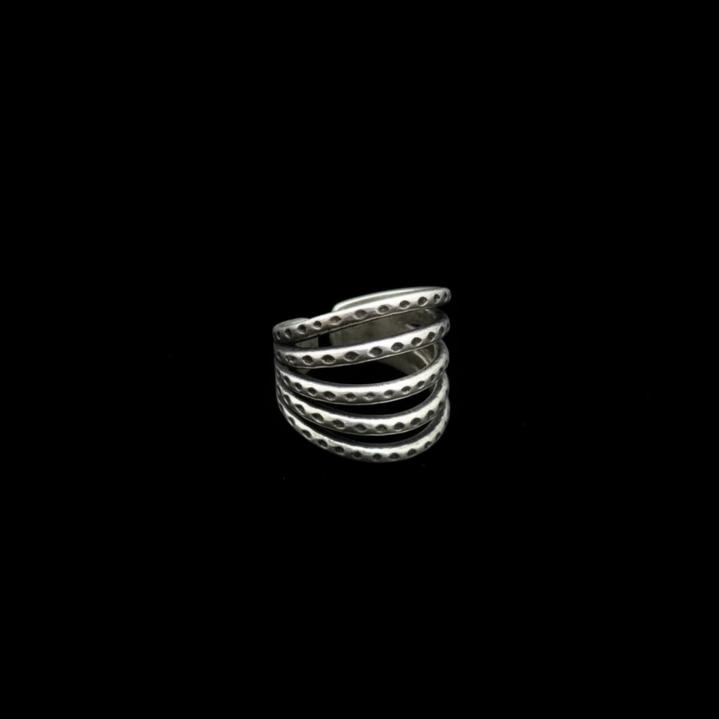 Miao Silver Statement Ring - Adjustable Bohemian Design