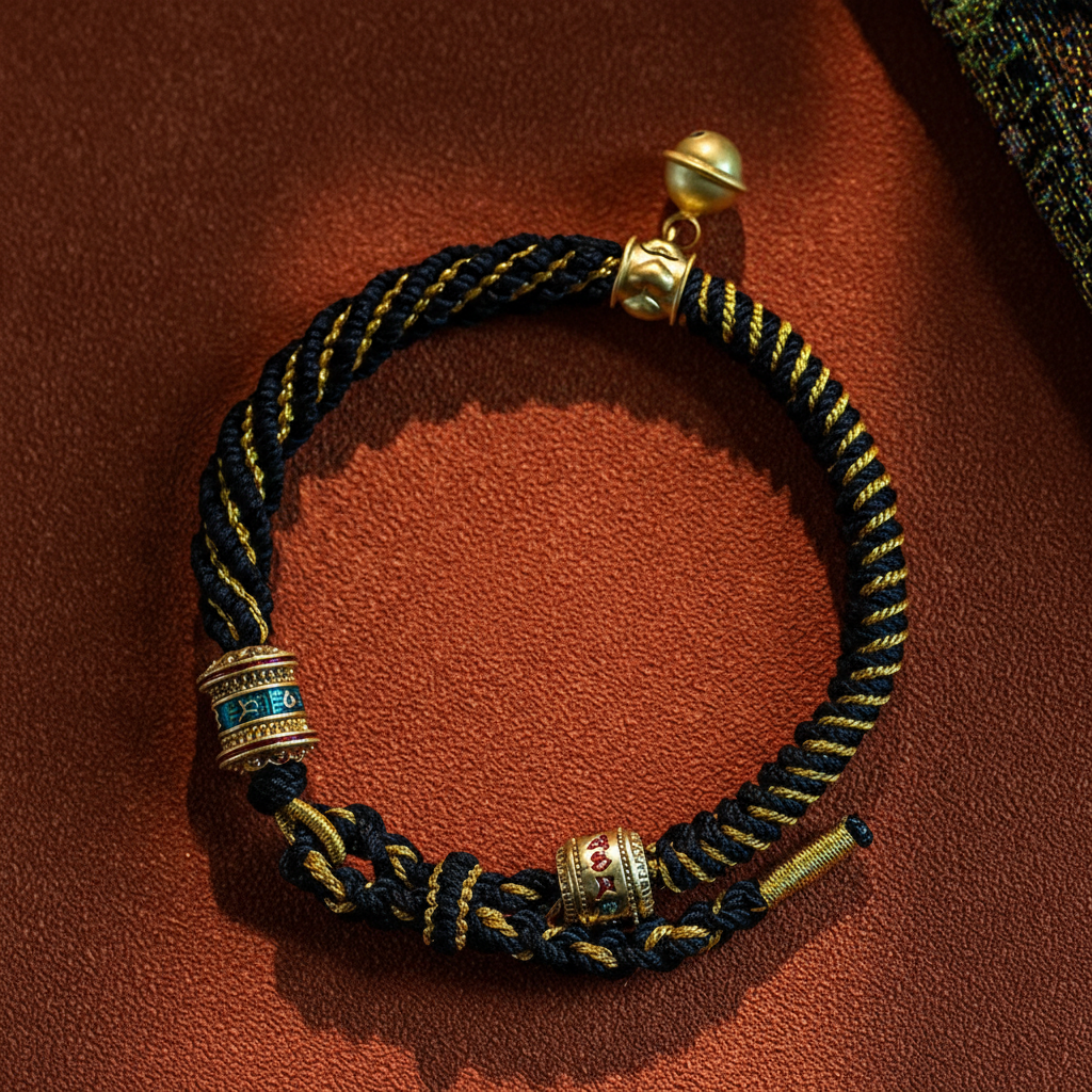 Tibetan Six Character Mantra Red String