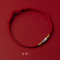 Minimalist Golden Abacus Bead Red String