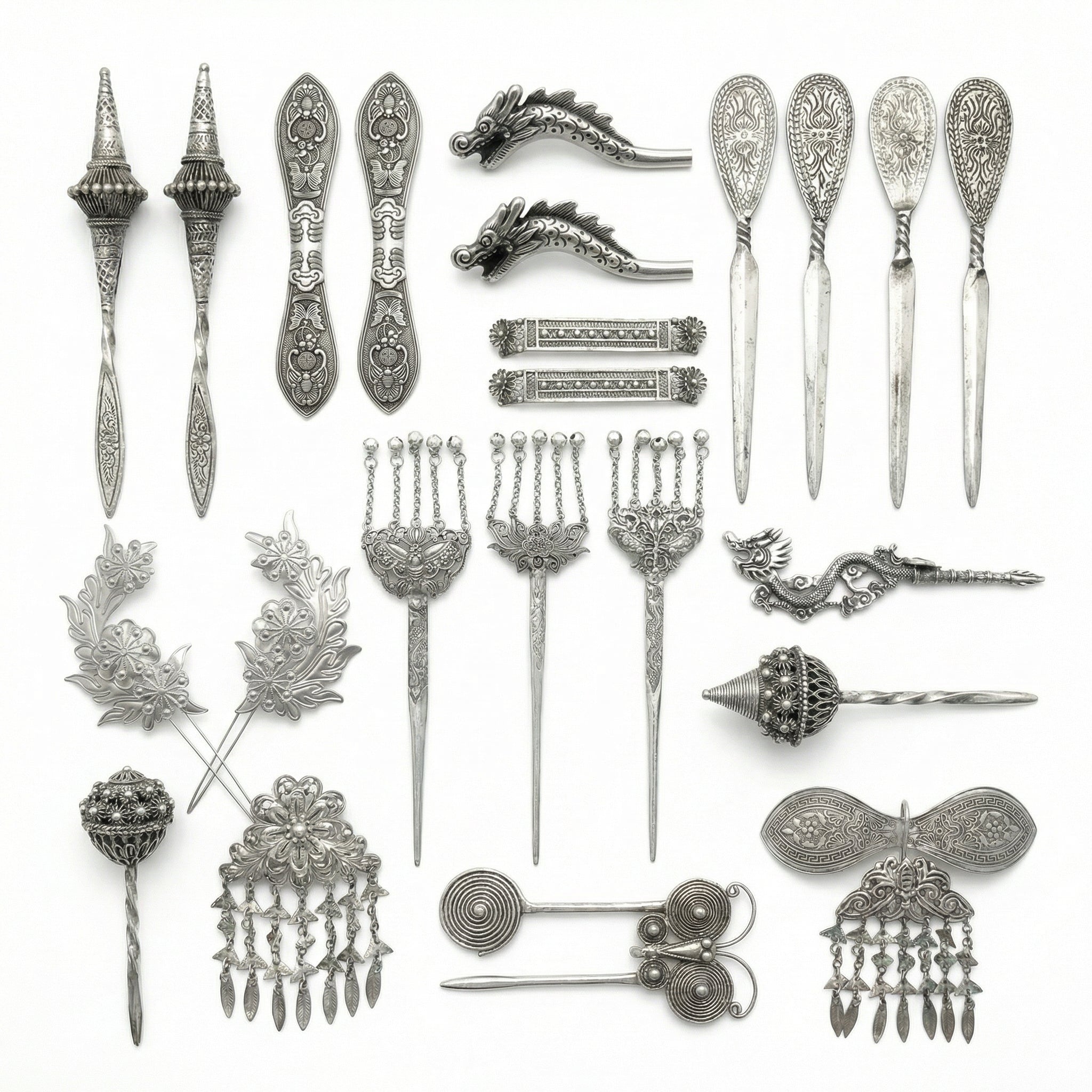 Miao Silver Hair Accessory Bundle | Ethnic Heritage