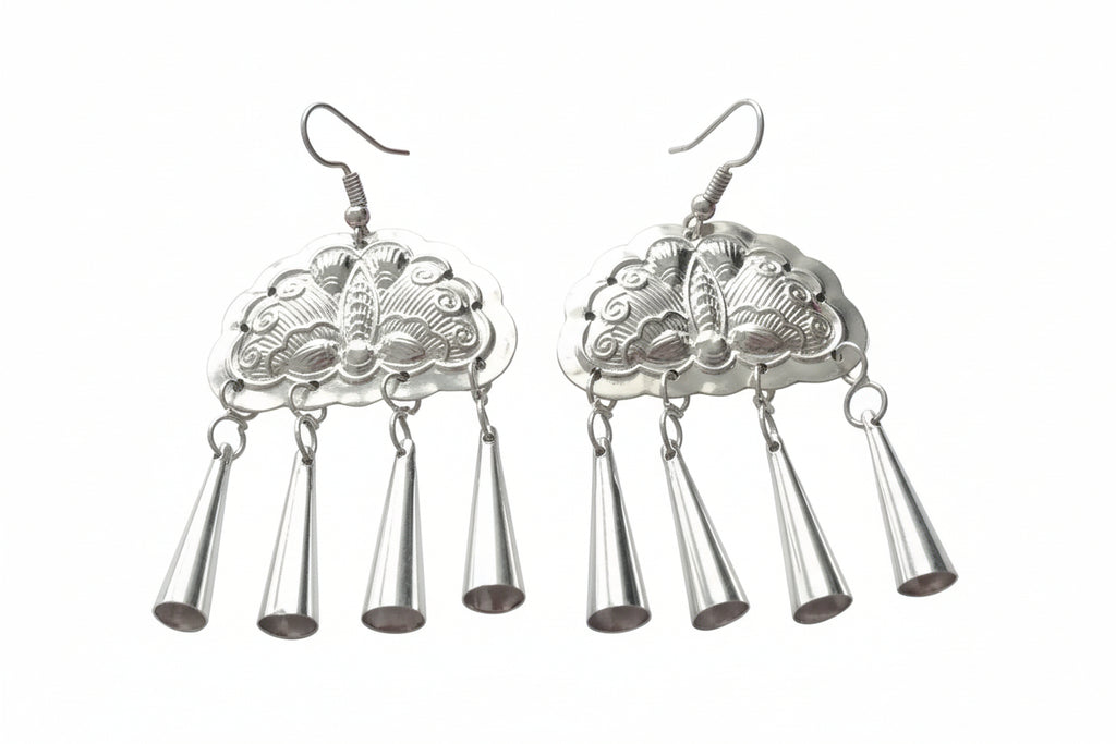 Miao Silver Earrings - Tiered Bells Large （Hot Seller）  | Ethnic Jewelry