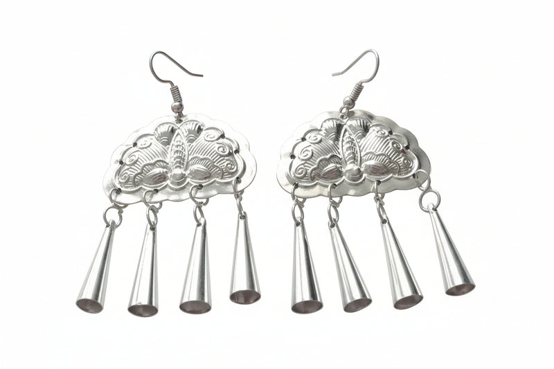 Miao Silver Earrings - Tiered Bells Large （Hot Seller）  | Ethnic Jewelry