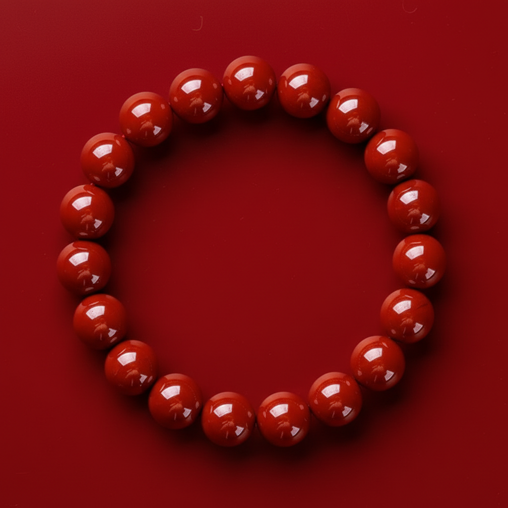 Imperial Cinnabar Round Bead Bracelet