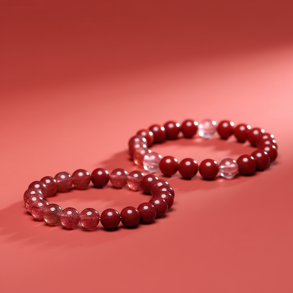 Cinnabar & Strawberry Quartz Prayer Beads