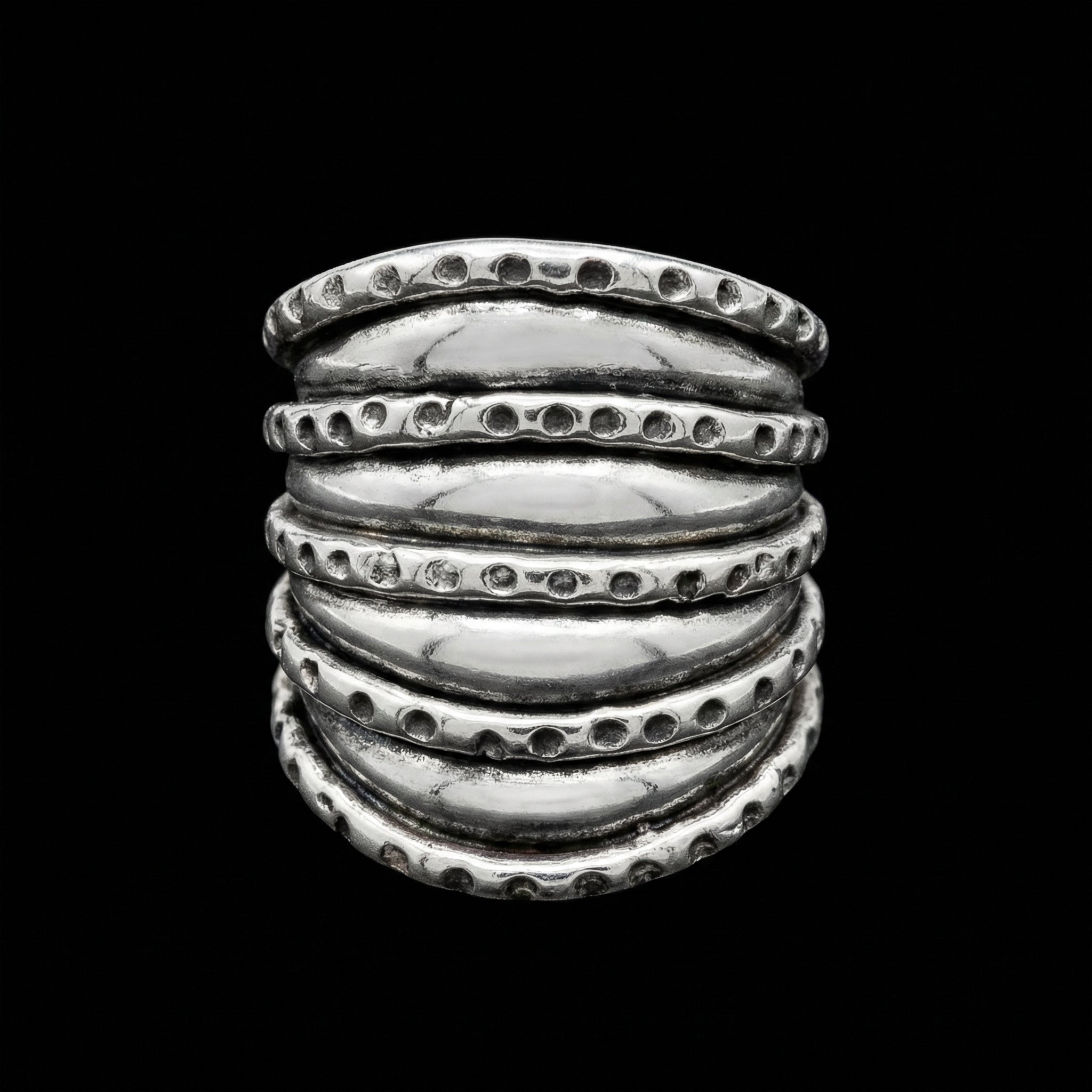Miao Silver Statement Ring - Adjustable Bohemian Design