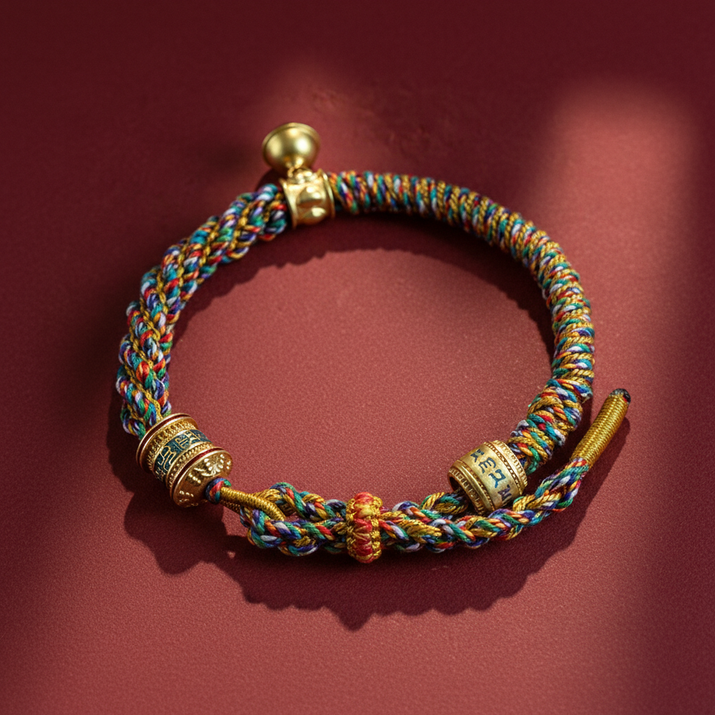 Tibetan Six Character Mantra Red String