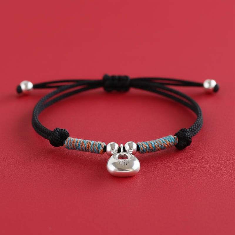 999 Fine Silver Fat Fortune Lock Bracelet