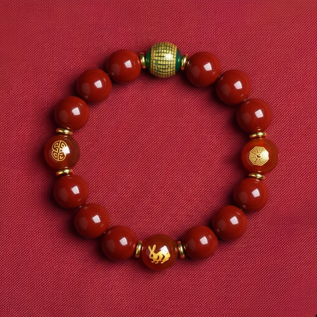 Heart Sutra Zodiac Cinnabar Bracelet