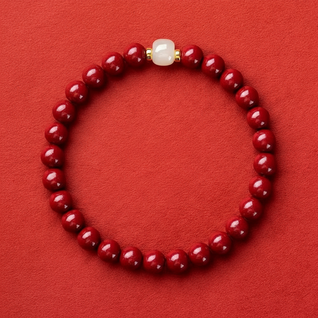 Genuine Cinnabar Hetian Jade Bracelet
