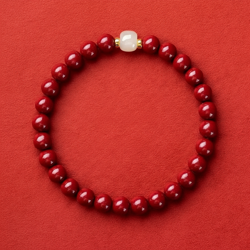Genuine Cinnabar Hetian Jade Bracelet