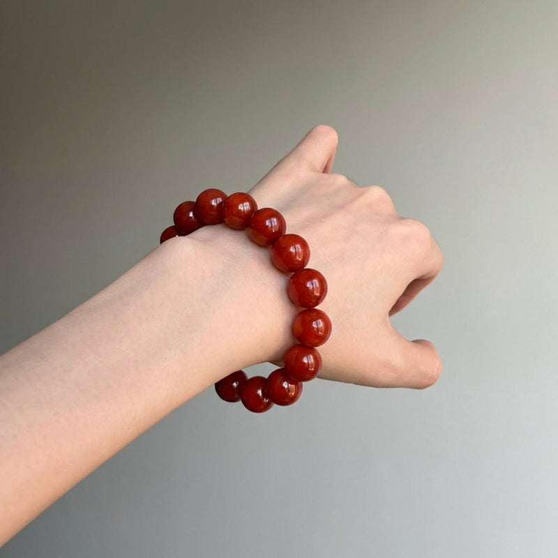 Imperial Cinnabar Round Bead Bracelet