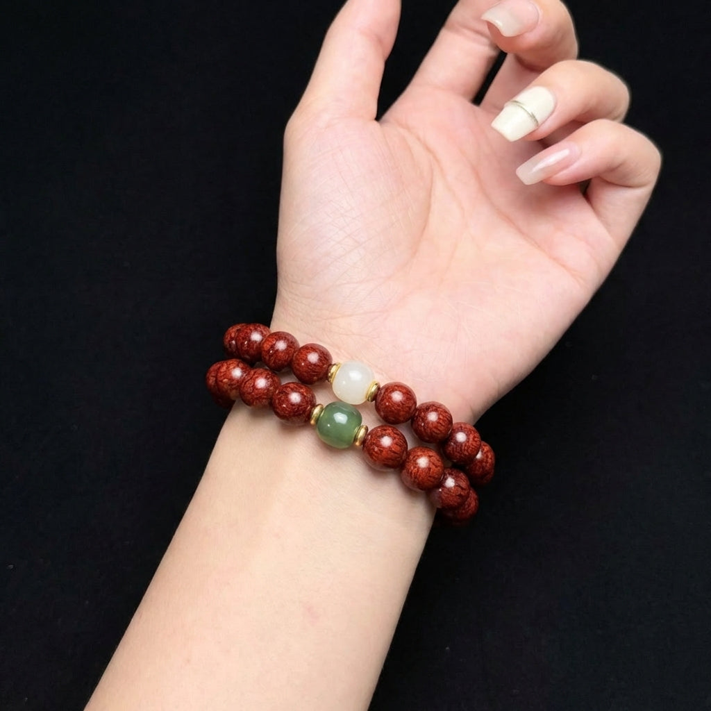 Genuine Cinnabar Hetian Jade Bracelet