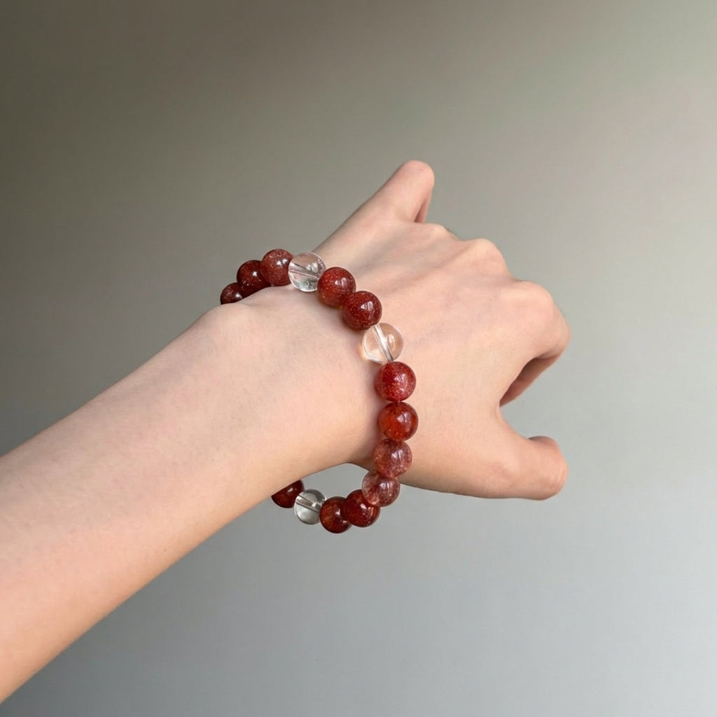 Cinnabar & Strawberry Quartz Prayer Beads