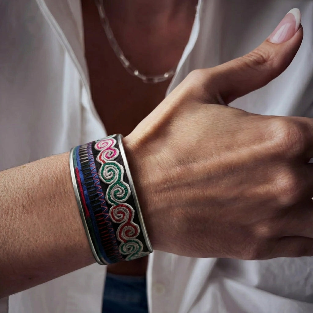 Vintage Embroidery Miao Silver Bracelet | Heritage