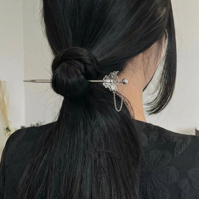 Silver Hairpin Tea Knife - Butterfly (Romance & Joy) | Miao Artifact
