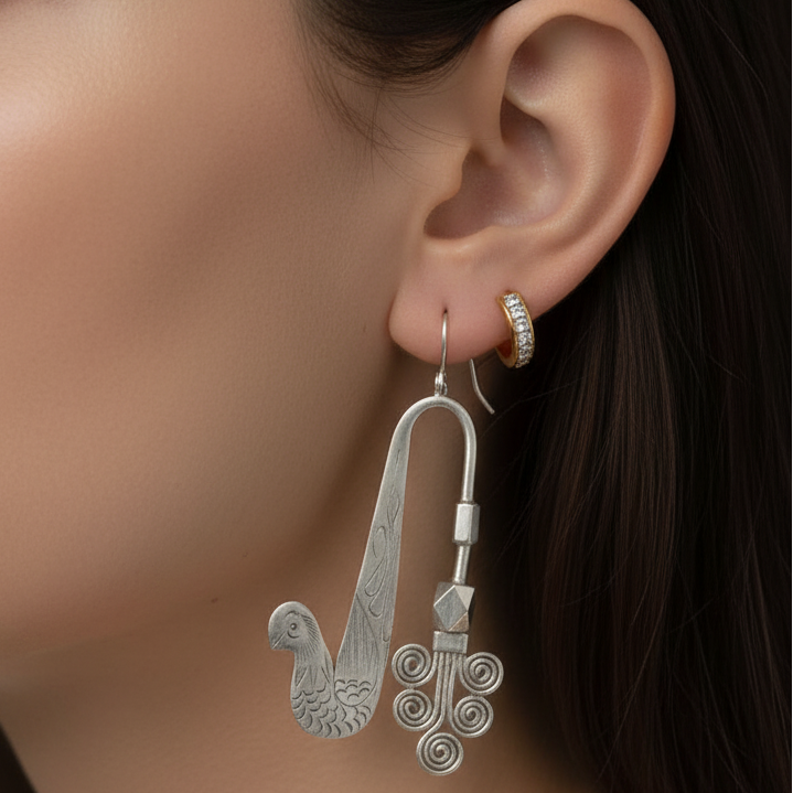 Miao Silver Earrings | Ethnic Heritage