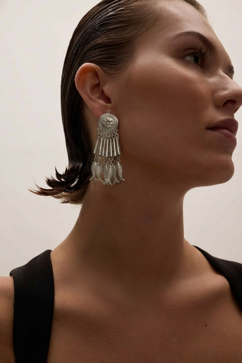 Miao Silver Earrings | Ethnic Heritage