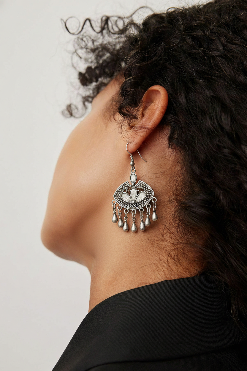 Miao Silver Earrings| Ethnic Heritage