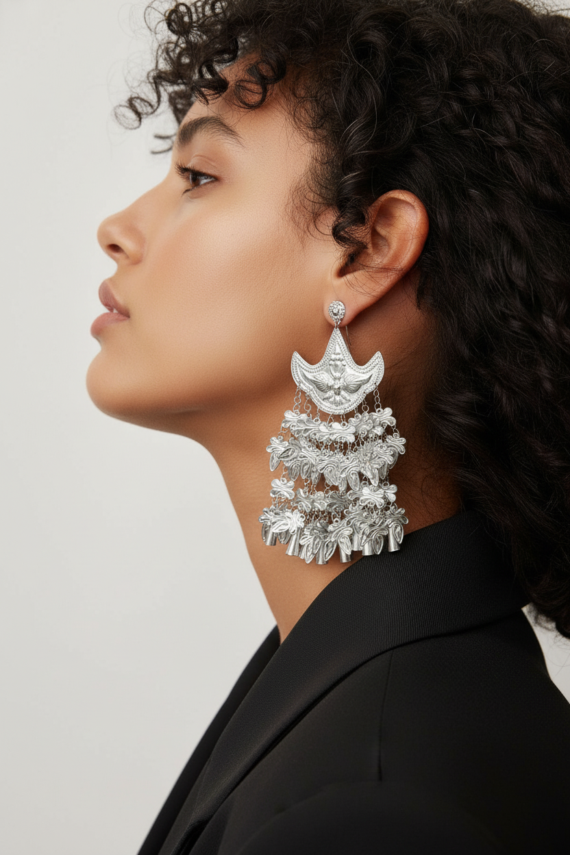Miao Silver Earrings  | Ethnic Heritage