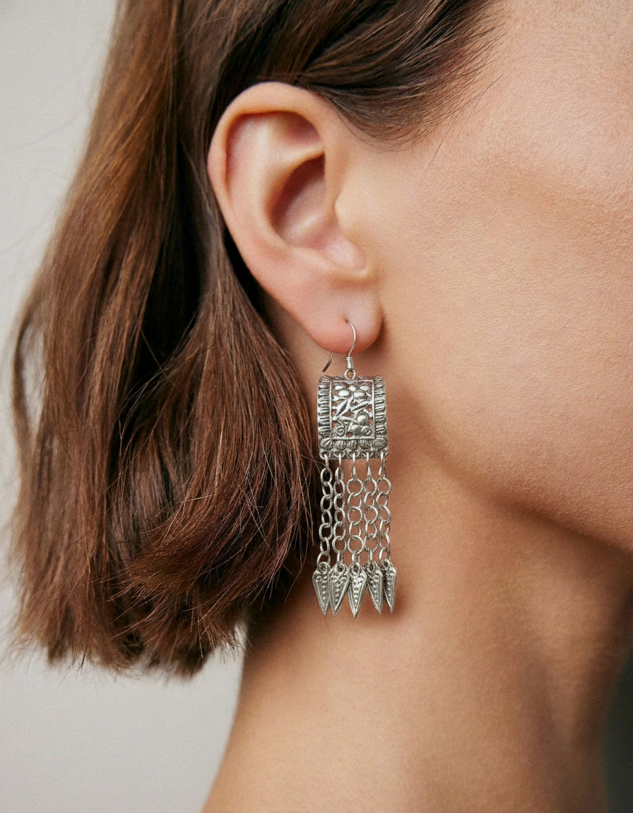 Miao Silver Earrings| Ethnic Heritage