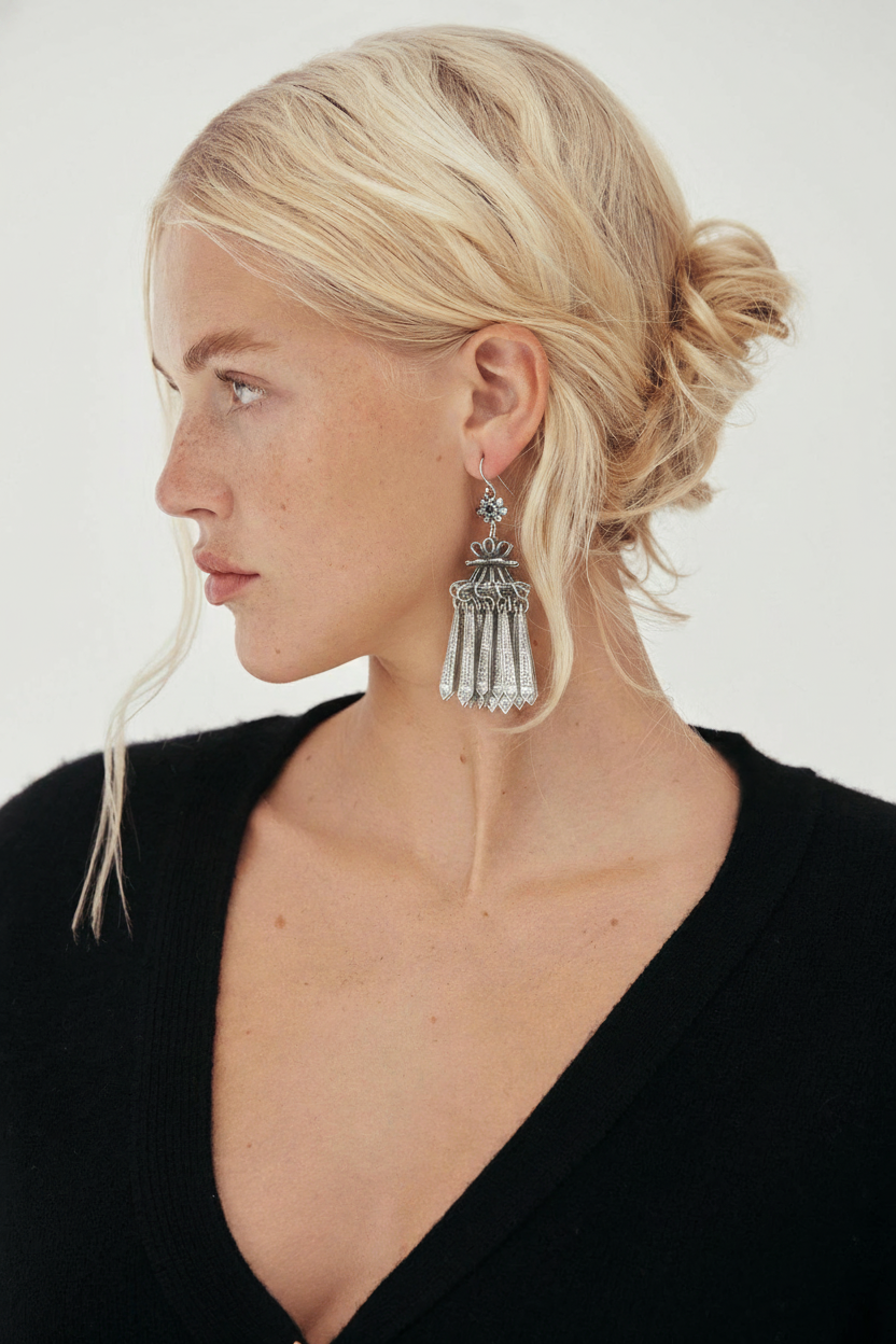 Miao Silver Earrings| Ethnic Heritage
