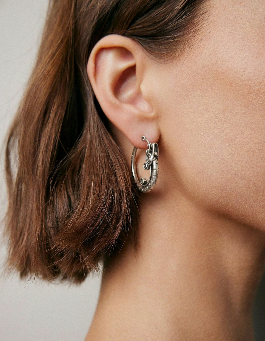 Miao Silver Earrings | Ethnic Heritage
