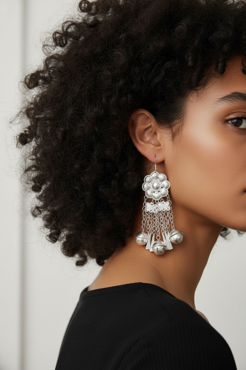 Miao Silver Earrings | Ethnic Heritage