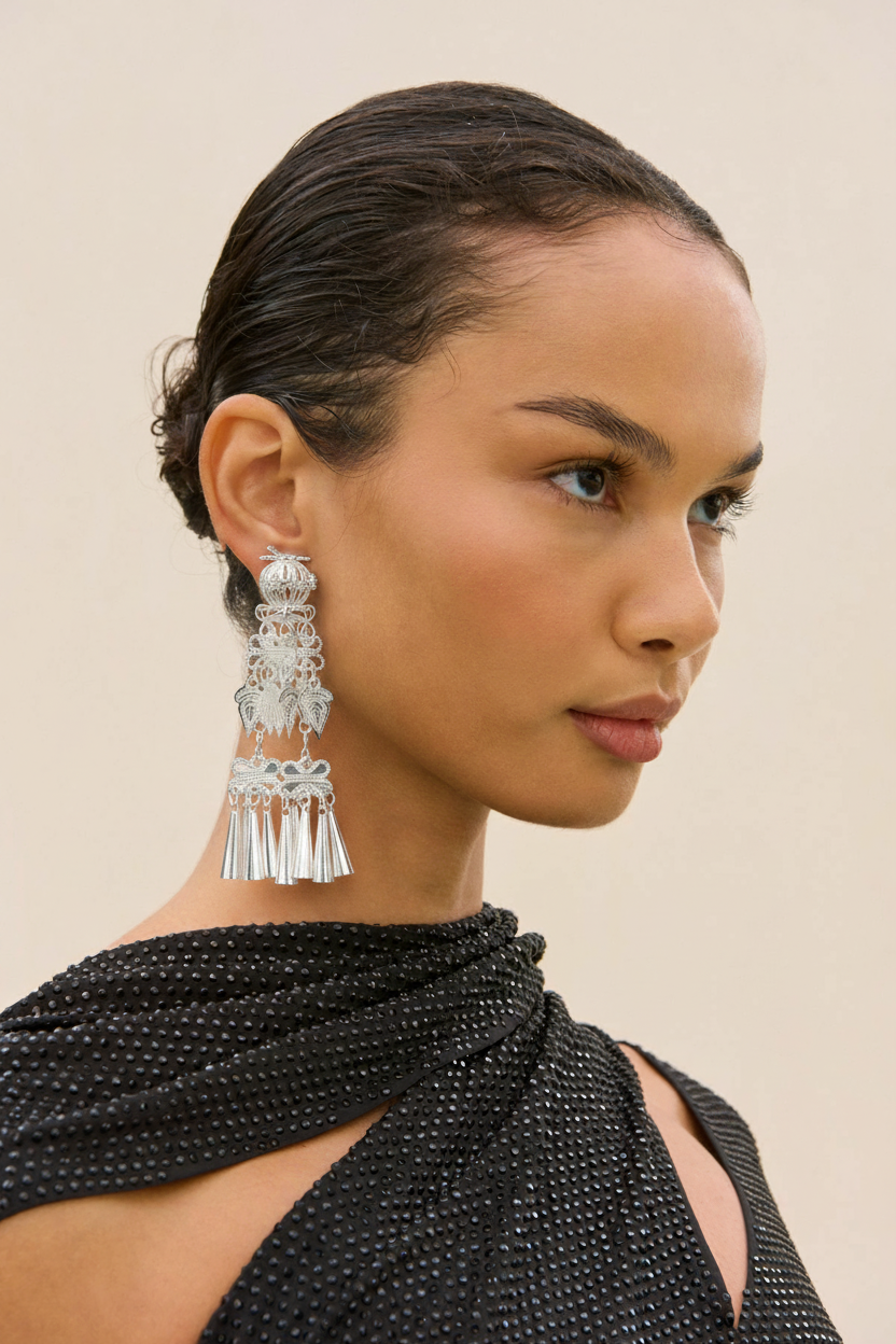 Miao Silver Earrings  | Ethnic Heritage