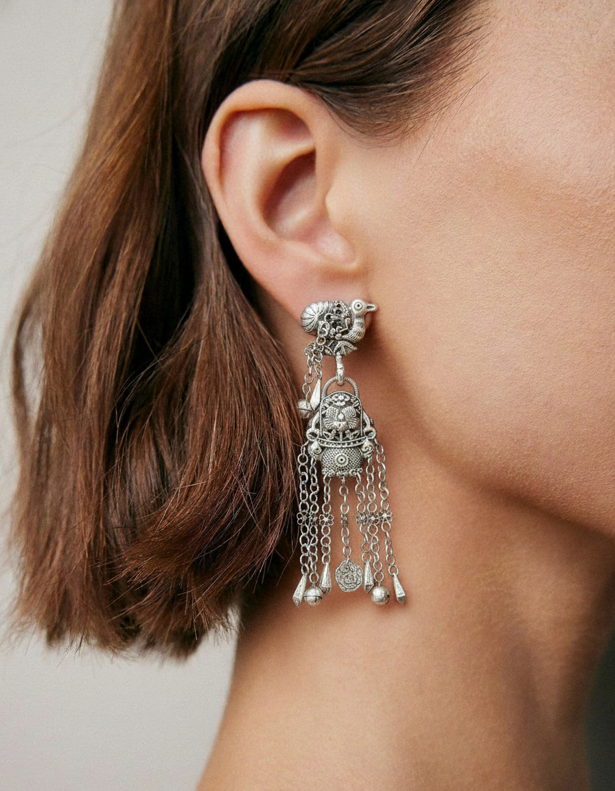 Miao Silver Earrings | Ethnic Heritage